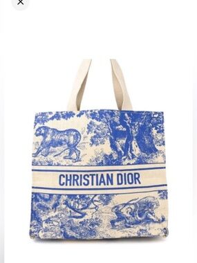 Dior Cream  and Blue  Tote Bag